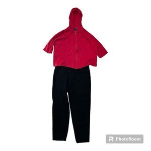 Vntg Forenza 90s Black High Rise Mom Jeans Oversized Baggy and Red Shirt 12-16